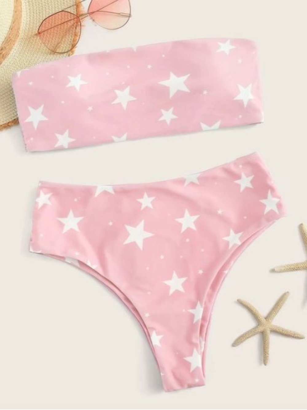 Pink and White Star Bathing Suit NWOT